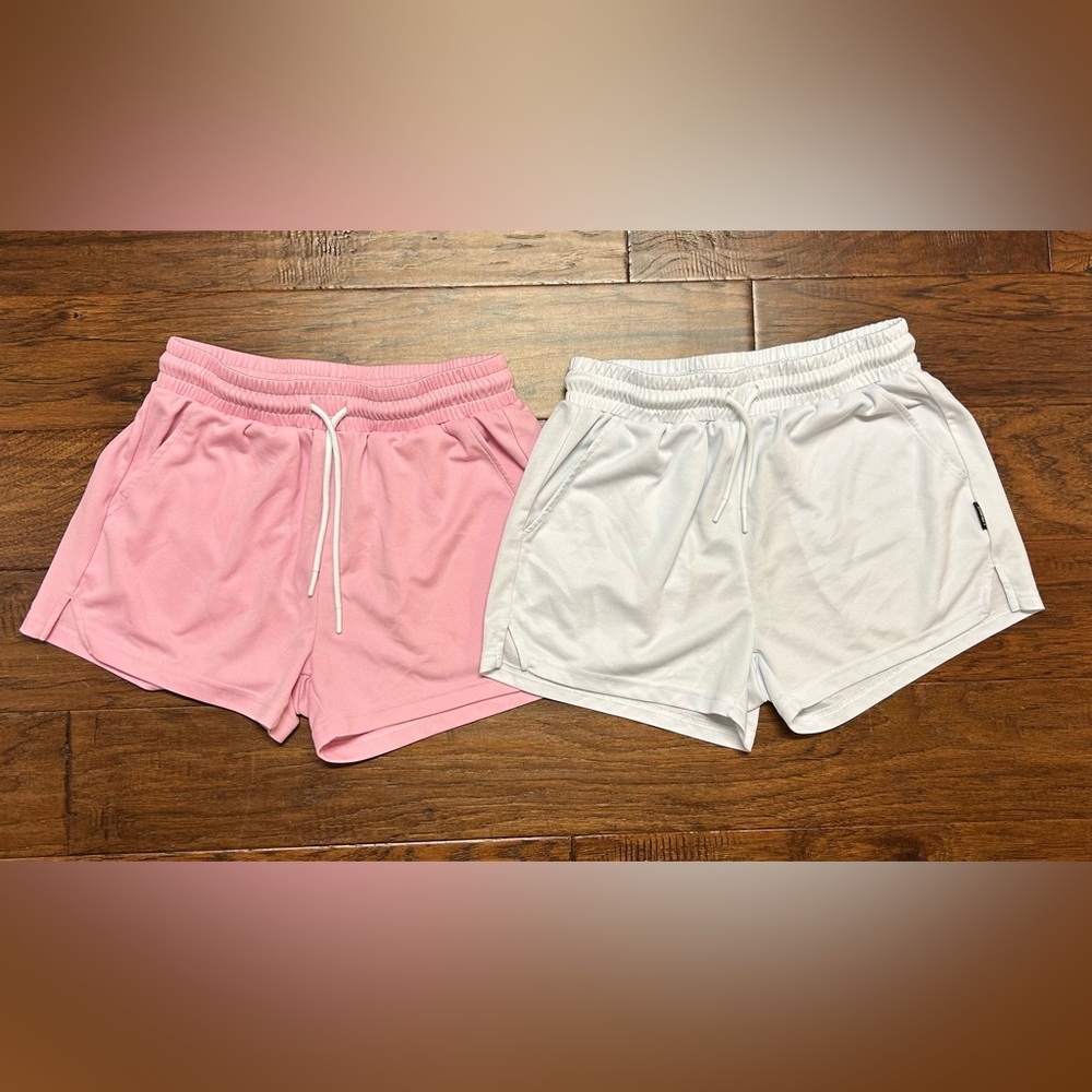 Aimpact Men’s Athletic Shorts Bundle Size Small Pink White 2 Pair Running Gym